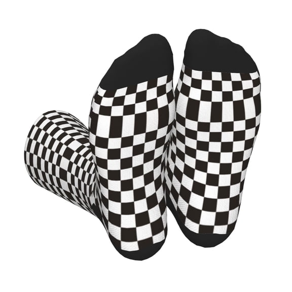 Vsdgher Black and White Checkerboard Unisex Crew Socks Lightweight Breathable Ventilation Ankle Socks, Mid-calf socks for Daily