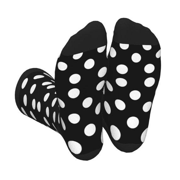 Vsdgher Black and White Polka Dot Unisex Crew Socks Lightweight Breathable Ventilation Ankle Socks, Mid-calf socks for Daily
