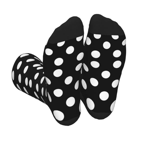 Vsdgher Black and White Polka Dot Unisex Crew Socks Lightweight Breathable Ventilation Ankle Socks, Mid-calf socks for Daily