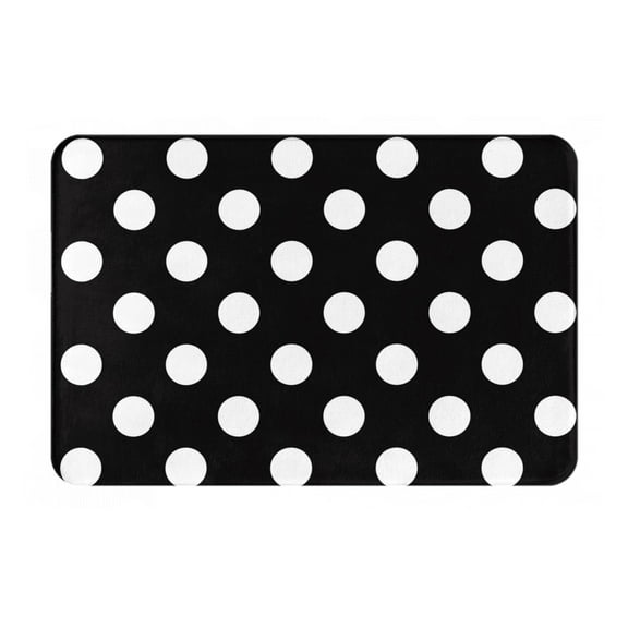 Vsdgher Black and White Polka Dot print Flannel Anti-Slip Floor Mat Comfort Mat Floor Carpet for Decor, Non-Slip, Home, Office, Laundry, Durable