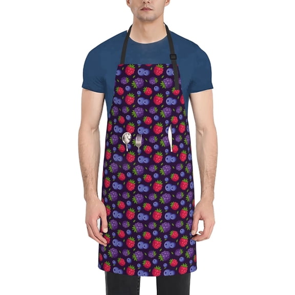 Vsdgher Blackberries Waterproof Apron with 2 Pockets Kitchen Chef Aprons Bibs for Grooming Cooking Baking Painting Gardening