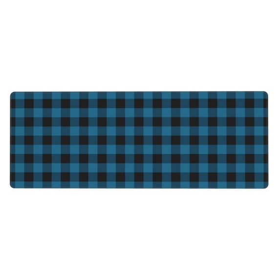 Vsdgher Blue Black Plaid for Mouse Pad with Stitched Edges,Desk mat for Laptop,Computer & PC, Wristing Pad for Gamer,Office & Home,12 x 31.5 in