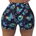 thumbnail image 1 of Vsdgher Blue Butterfly print Workout Shorts for Women Seamless Soft Smooth Gym Yoga Scrunch Active Exercise Fitness Shorts, 1 of 8