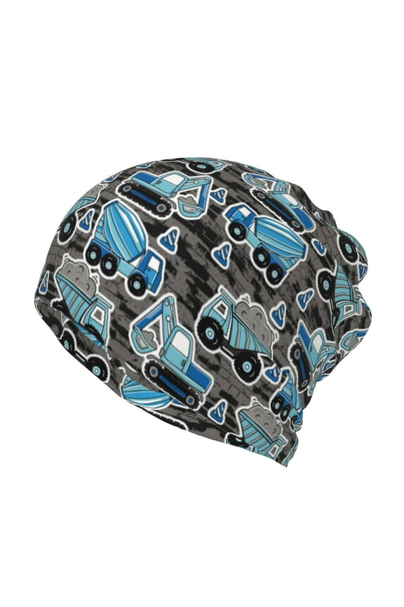 Blue Excavator Slouchy Beanie Hat for Men/Women, Skull Cap Chemo Cap Night Sleeping Cap