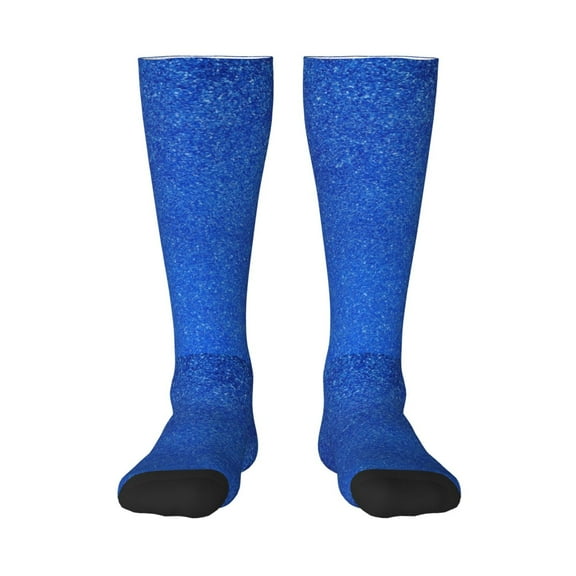 Vsdgher Blue Glitter Print Thigh High Socks Extra Long Stretchy Sock Women Over Knee High Opaque Stocking Daily Wear