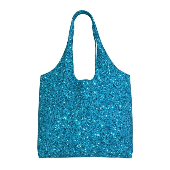 Vsdgher Blue Glitter Print canvas Tote Bag, Lightweight Cloth Bags, Suitable for shopping, groceries, travel