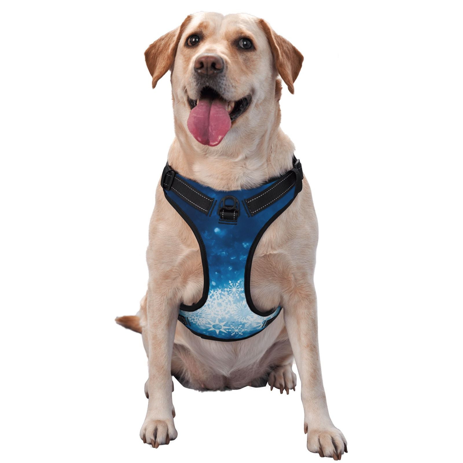 Vsdgher Blue Glitter Sparkles Dog Harness, No-Pull Pet Harness, Dog Vest, Pet Vest for Small to Large Dogs-Medium