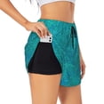 thumbnail image 1 of Vsdgher Blue Green Glitter Print Women's Running Double Layer Shorts High Waisted with Pockets Elastic Yoga Workout Athletic Gym Sports, 1 of 8