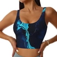 thumbnail image 1 of Vsdgher Blue Marble And Gold Print Women Sleeveless Athletic Tank Top Built-in Bra Camisole Sports Vest for Yoga Running Fitness Exercise with Removable Pads, 1 of 8