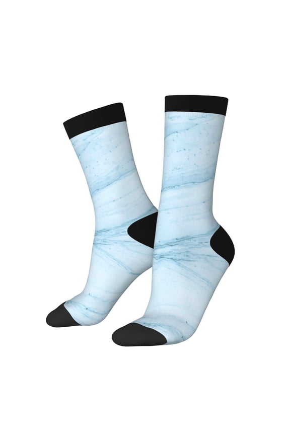 Blue Marble Crew Socks for Men & Women, Breathable Casual Athletic Ankle Socks
