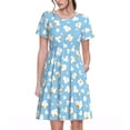 thumbnail image 1 of Vsdgher Blue Popcorn for Womens Summer 2025 Casual Midi Maxi Dresses Lightweight Short Sleeve Round Neck Beach Dress -XX-Large, 1 of 6