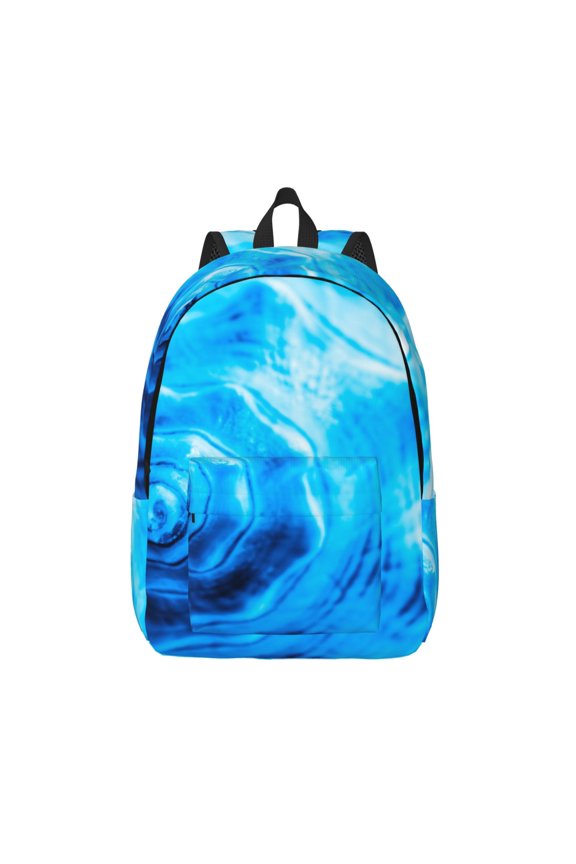 Blue Shell Print Canvas Backpack Travel Rucksack Unisex Knapsack 15.7/17.7Inch Laptop Backpack for Work,College -Small
