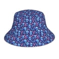 thumbnail image 1 of Vsdgher Blue Skull Flower Print Bucket Hat for Men&Women Bucket Hat Reversible Summer Double-Side-Wear Travel Gardening, Beach, Camping, Hiking, Fishing Cap, 1 of 5