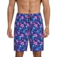 thumbnail image 1 of Vsdgher Blue Skull Leaf Print Men's Pajama Shorts Lounge Bottoms Sleep Shorts Elastic Waist Lightweight PJ Shorts with Pockets-X-Large, 1 of 6