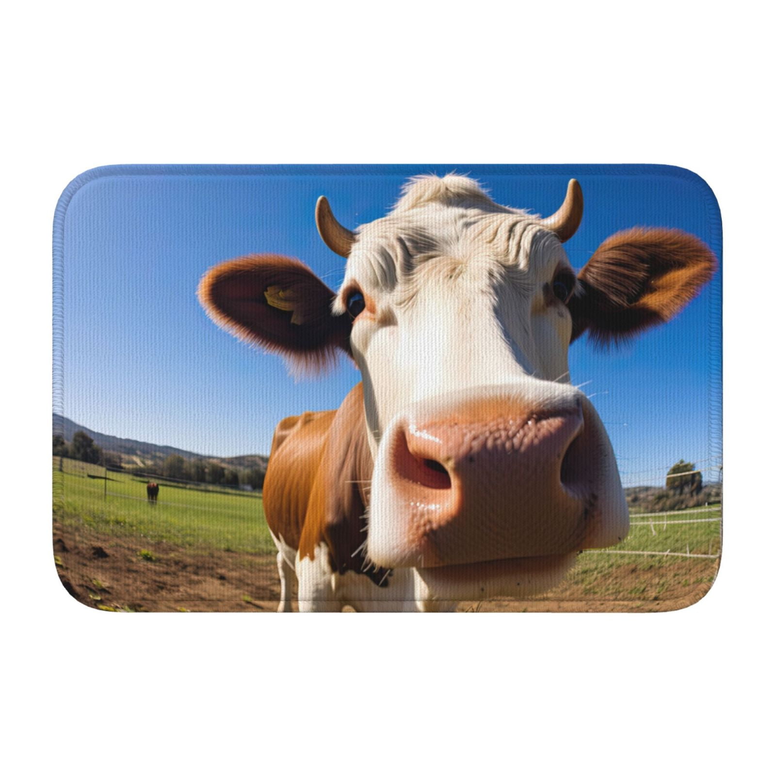 Vsdgher Blue Sky Meadow Cute Cow Hem Mat 40x60 - Multipurpose Doormat for Indoor & Outdoor Use - Welcome Your Guests with our Entrance Mat