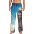 thumbnail image 1 of Vsdgher Blue Sky Winged Cat Print Mens Pajama Pants Sleep & Lounge Pants, PJ Bottoms With elastic waistb and Pockets, 1 of 5