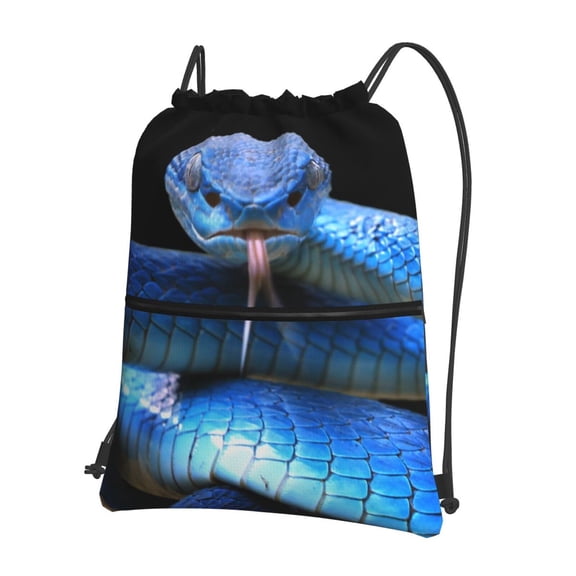 Vsdgher Blue Viper Snake 2 Drawstring Backpack Water Resistant String Bag Sports Sackpack Gym Sack for Men Women