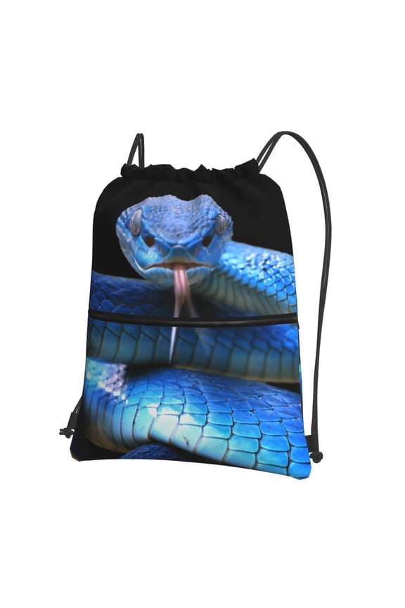 Blue Viper Snake 2 Drawstring Backpack Water Resistant String Bag Sports Sackpack Gym Sack for Men Women
