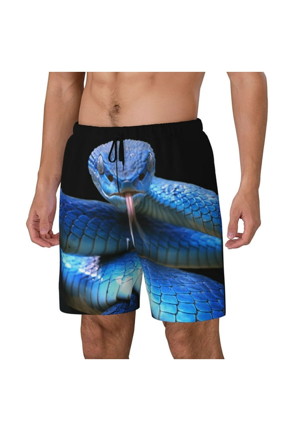 Blue Viper Snake 2 for Mens Swim Trunks with Compression Liner Swim Shorts Swim Suits Board Shorts-Medium