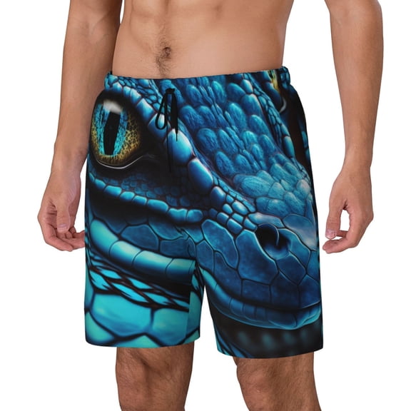 Vsdgher Blue Viper Snake Closeup Face for Mens Swim Trunks with Compression Liner Swim Shorts Swim Suits Board Shorts-3X-Large