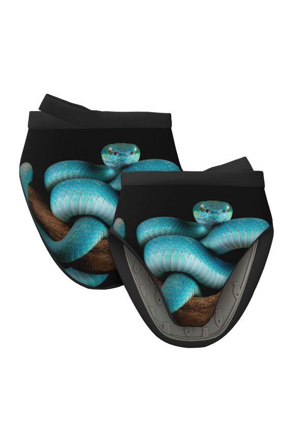 Blue Viper Snake Non-Slip Mini Oven Mitt Set, Short Oven Mitts for Baking Grilling Barbecue Microwave, 5.9"x5.9"in