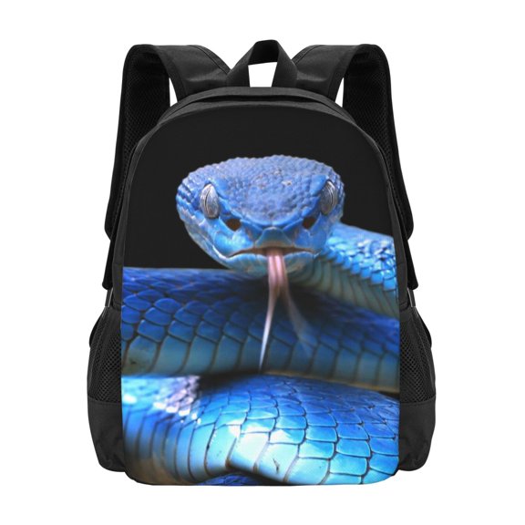 Vsdgher Blue Viper Snake Print Backpack for Women Men School Bookbag with Laptop Compartment for College Work Travel, Simple Fashion Casual Daypack, Fit 15" Laptop