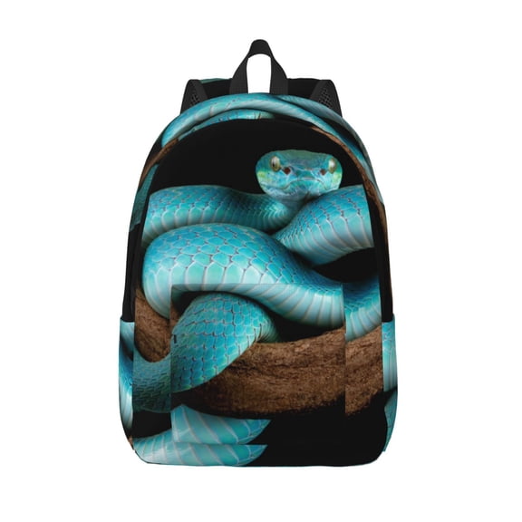 Vsdgher Blue Viper Snake Print Canvas Backpack Travel Rucksack Unisex Knapsack 15.7/17.7Inch Laptop Backpack for Work,College -Medium