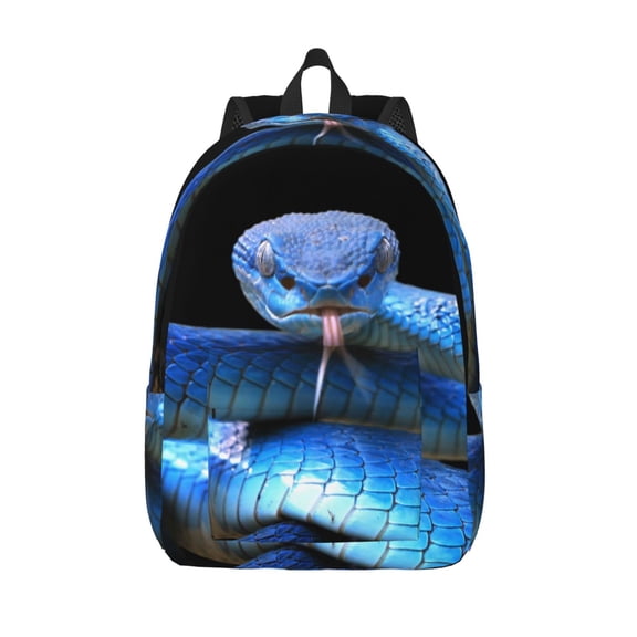 Vsdgher Blue Viper Snake Print Canvas Backpack Travel Rucksack Unisex Knapsack 15.7/17.7Inch Laptop Backpack for Work,College -Small