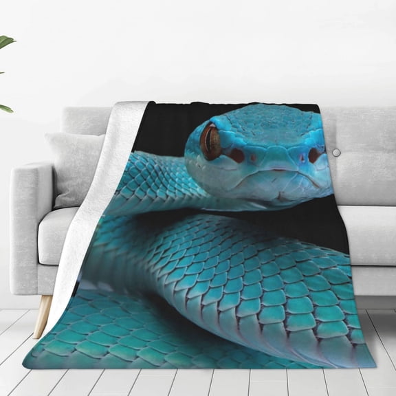 Vsdgher Blue Viper Snake1 Ultra-Soft Micro flannel Blanket Throw Blankets for Couch Sofa, Bed (4 sizes)-50"x40"
