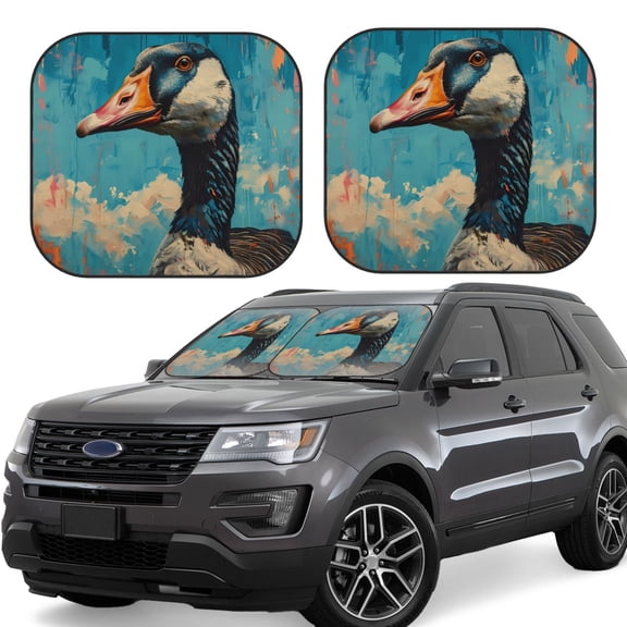 Vsdgher Blue Watercolor Duck Print Car Windshield Sun Shade, Reflective Sunshade Window Sunshade Sun Visor Protector Fit for Cars,Trucks,SUVs-Large