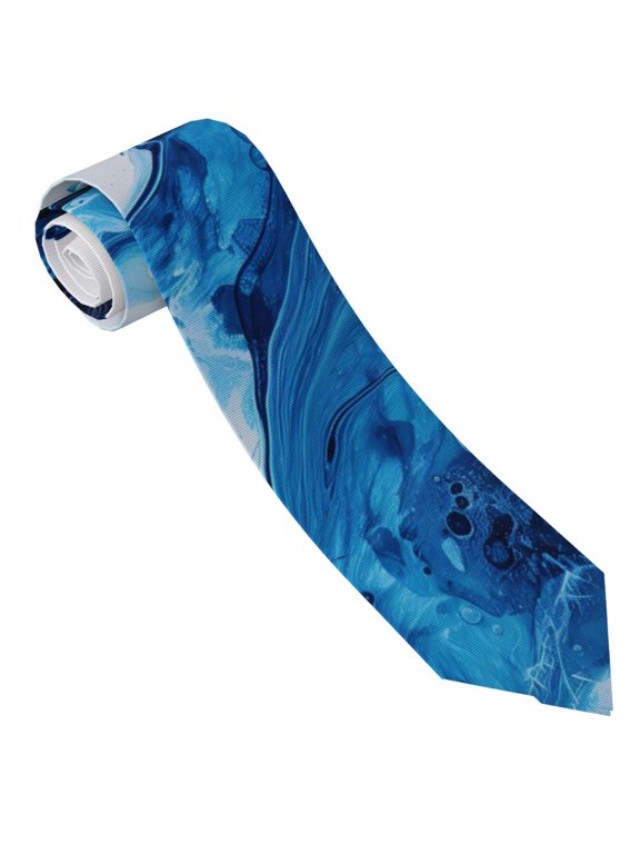 Blue White Fluid Art Print Ties for Men 4.7" Formal Necktie Wedding Accessory Men's Business Ties for Wedding Bussiness Work