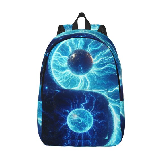 Vsdgher Blue Yin And Yang Print Canvas Backpack Travel Rucksack Unisex Knapsack 15.7/17.7Inch Laptop Backpack for Work,College -Medium