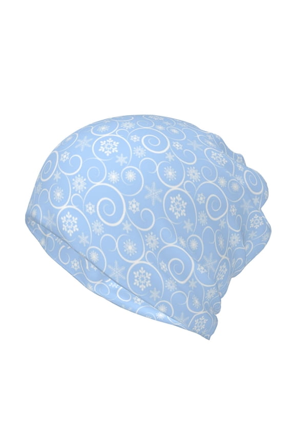 Blue snowflakes elegant Slouchy Beanie Hat for Men/Women, Skull Cap Chemo Cap Night Sleeping Cap