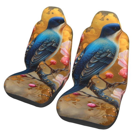 Vsdgher Bluebird Blossom Elegance Automotive Seat Covers for Cars Trucks and SUVs Car Seat Covers for Truck Seat Protectors Set of 2