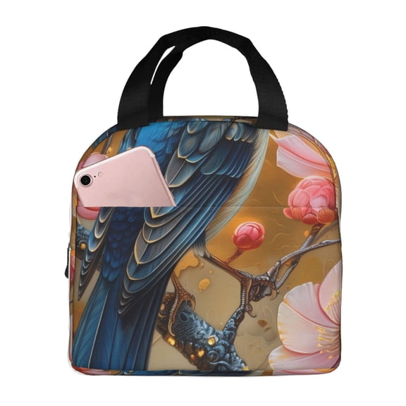 Vsdgher Bluebird Blossom Elegance Lunch Bag, Lunch Box for Women Adult Men, Lunch Tote Insulated Cooler Lunch Container for Work/Office/Picnic/Travel