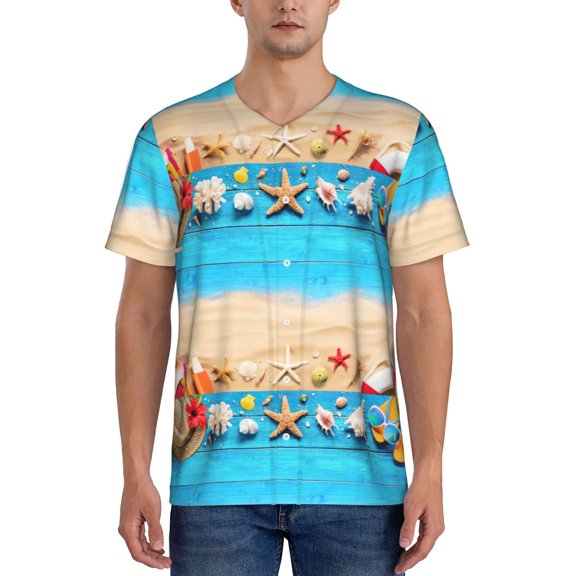 Vsdgher Boards and Beach Mens T-Shirts Baseball Vintage Fashionable Lightweight Casual Crew Neck Slim Fit with Long Sleeves-4X-Large