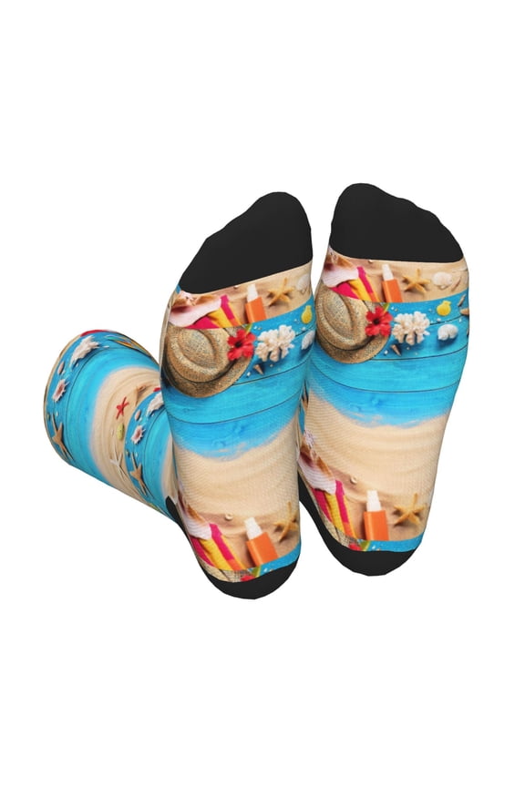 Boards and Beach Unisex Crew Socks Lightweight Breathable Ventilation Ankle Socks, Mid-calf socks for Daily