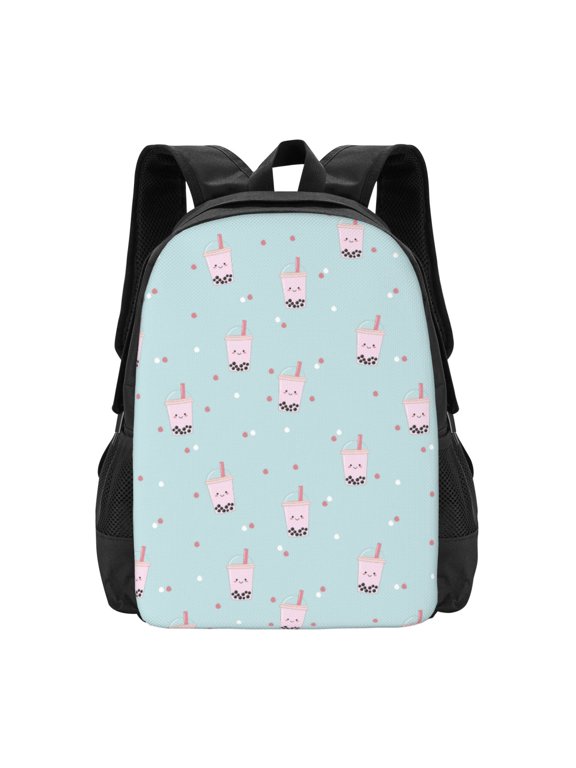 Boba Milk Tea F Print Backpack for Women Men School Bookbag with Laptop Compartment for College Work Travel, Simple Fashion Casual Daypack, Fit 15" Laptop