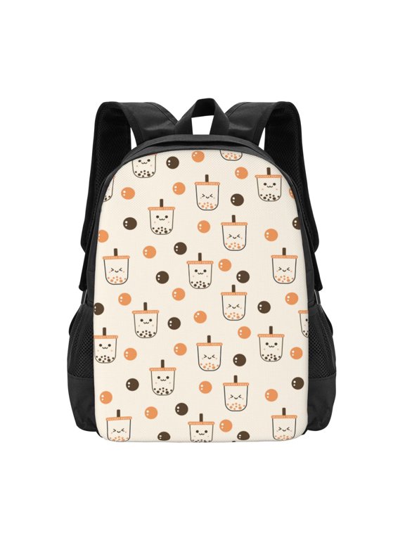Boba Milk Tea Print Backpack for Women Men School Bookbag with Laptop Compartment for College Work Travel, Simple Fashion Casual Daypack, Fit 15" Laptop