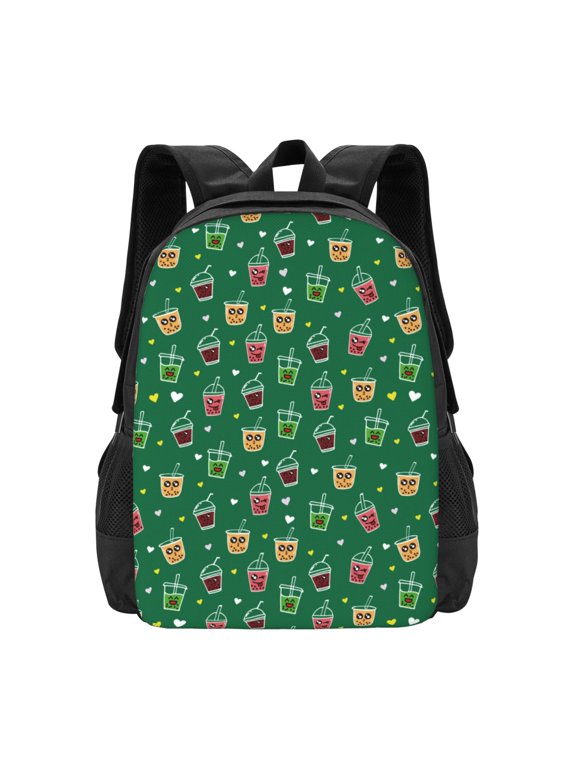 Boba Milk Tea Print Backpack for Women Men School Bookbag with Laptop Compartment for College Work Travel, Simple Fashion Casual Daypack, Fit 15" Laptop
