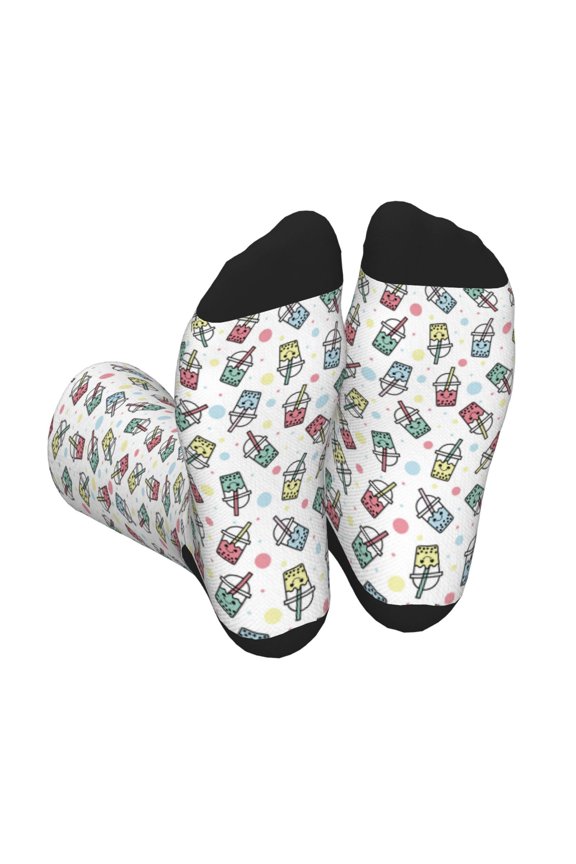 Boba Milk Tea Unisex Crew Socks Lightweight Breathable Ventilation Ankle Socks, Mid-calf socks for Daily