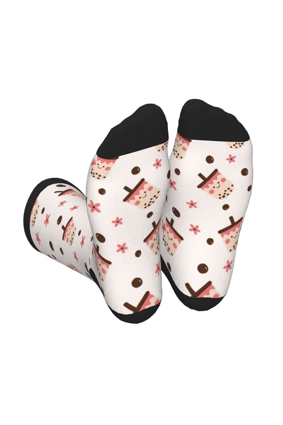 Boba Milk Tea Unisex Crew Socks Lightweight Breathable Ventilation Ankle Socks, Mid-calf socks for Daily