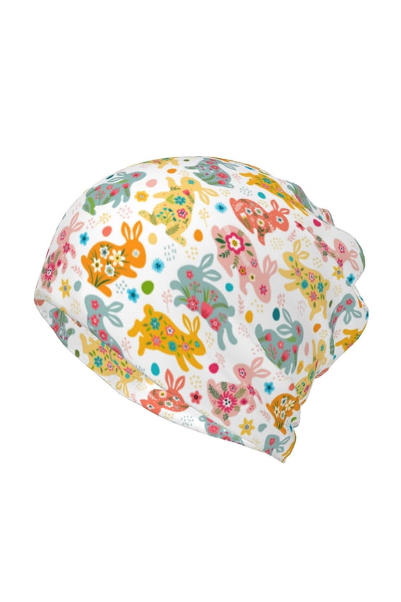 Boho Bunny Slouchy Beanie Hat for Men/Women, Skull Cap Chemo Cap Night Sleeping Cap