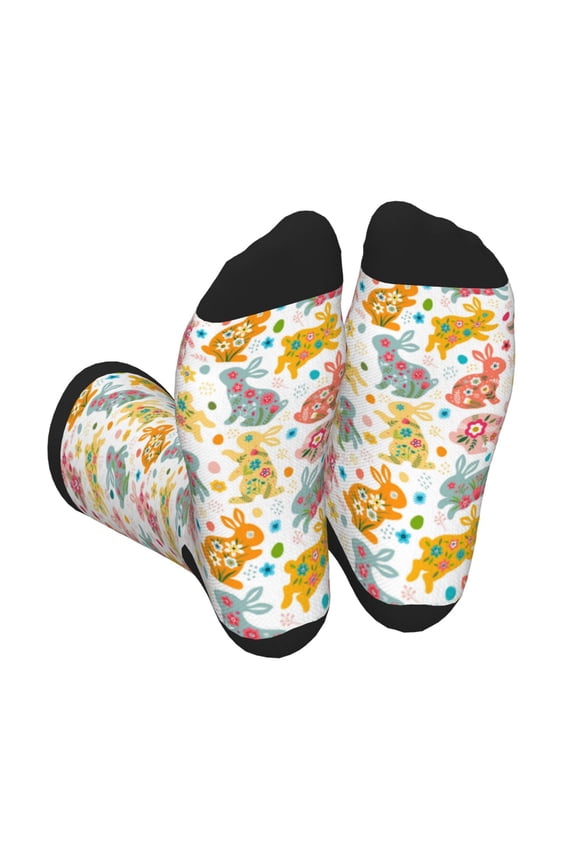 Boho Bunny Unisex Crew Socks Lightweight Breathable Ventilation Ankle Socks, Mid-calf socks for Daily