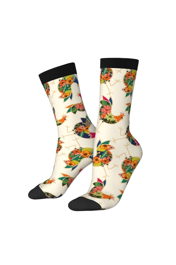 Boho Chicken Crew Socks for Men & Women, Breathable Casual Athletic Ankle Socks