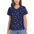 thumbnail image 1 of Vsdgher Bone And Star For American Women Shirts V Neck Short Sleeve Tops T-Shirt Basic Tees, S to 3XLX-Large, 1 of 5