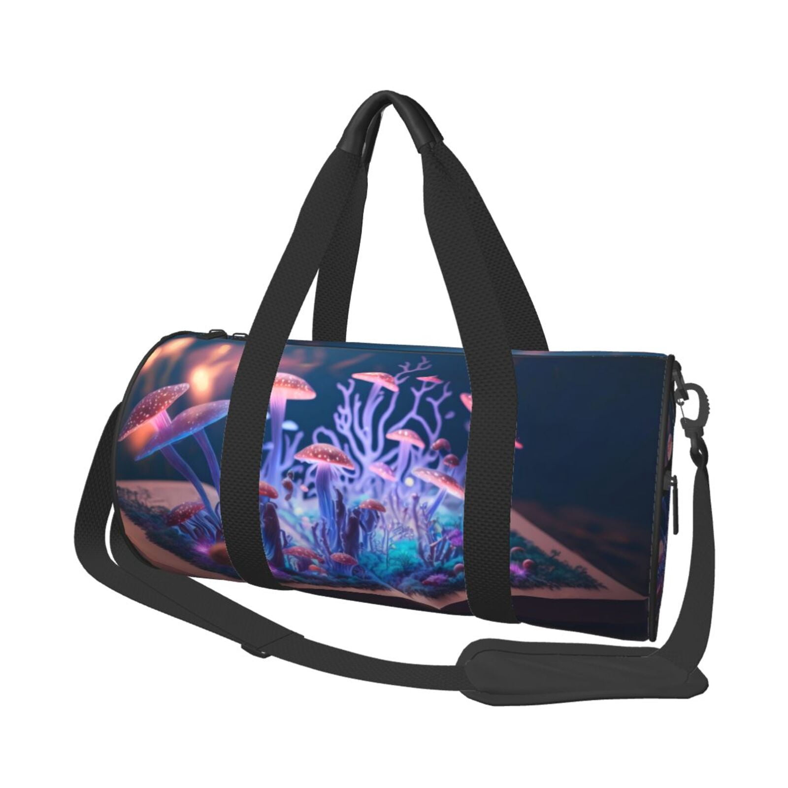 Vsdgher Book Glowing Mushrooms 45L Foldable Duffel Bag, Sports Gym Bag,Overnight Bag, Portable Weekender Bag for Airplanes