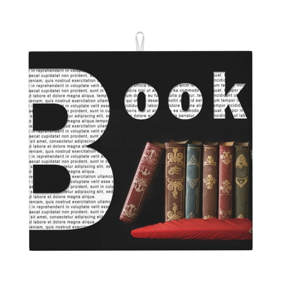 Vsdgher Books1 Print Dish Drying Mat, Kitchen Counter Mat, Dish Drying Pad for Dishes, Utensils, Pots and Pans,16" x 18"