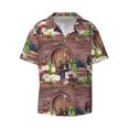 thumbnail image 1 of Vsdgher Bottle Glass Red Wine Print Men's Wrinkle Free Untucked Cuban Shirt Business Casual Button Down Shirts Short Sleeve Shirt, 1 of 7