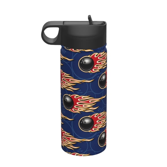 Vsdgher Bowling Ball And Flame for Insulated Stainless Steel Water Bottle,18oz Sports Water Bottle Stainless Steel Reusable Tumbler for Sports, Travel, and School